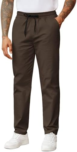 COOFANDY Mens Casual Pants Elastic Waist Chino Pants Lightweight